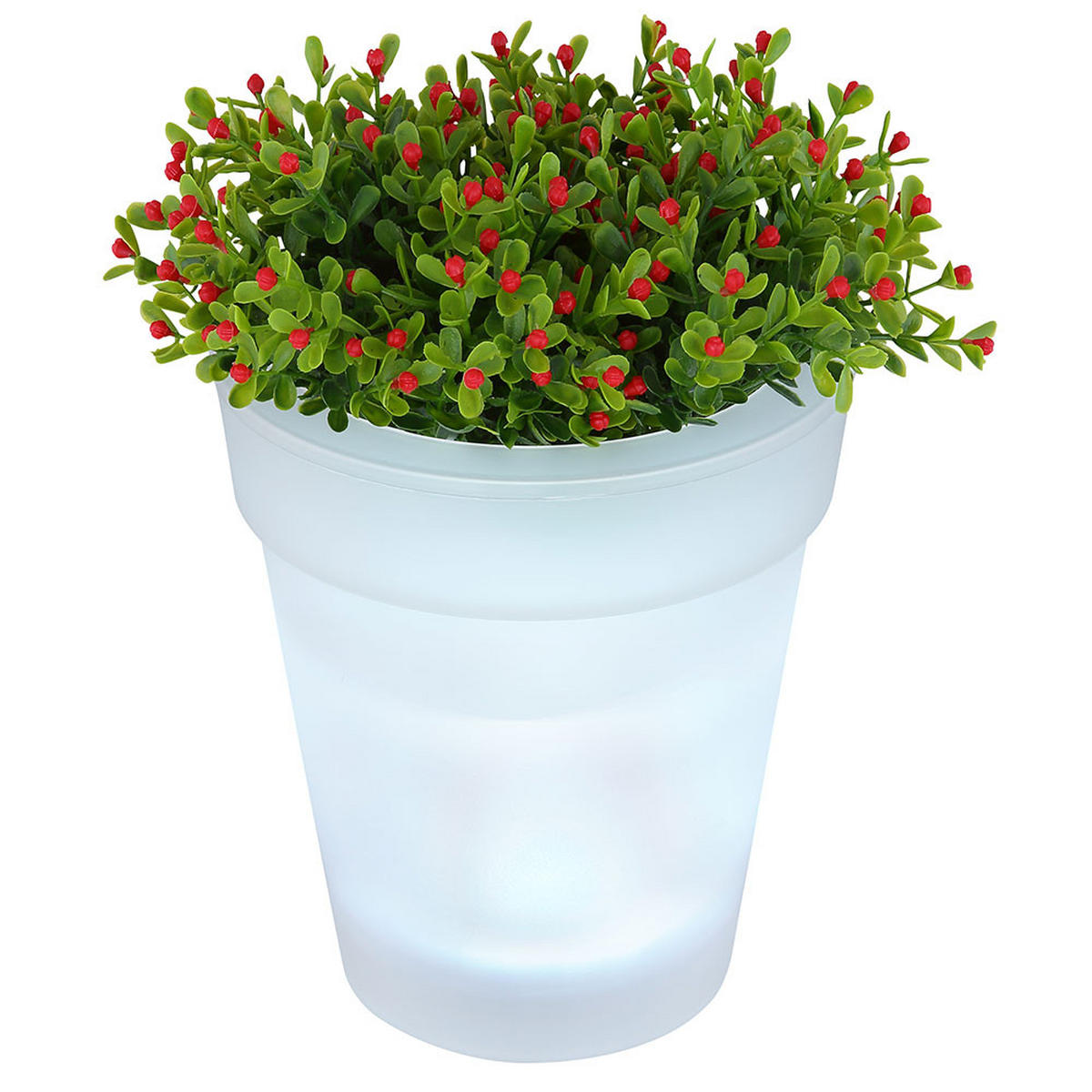 2X LED AUSSENLEUCHTE Blumentopf Weiß satiniert - Weiß, Kunststoff (17/17/19cm)