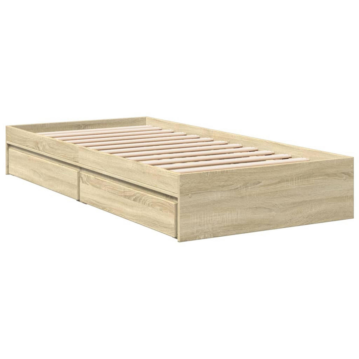 BETTGESTELL Mit Schubladen Sonoma-Eiche 100/200Cm Holzwerkstoff - Braun, Holzwerkstoff (100/200cm) - vidaXL