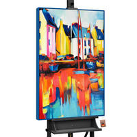 GEMÄLDE Yachten und Hafen Schattenfugenrahmen Blau 120x80 cm - Blau, Holz (120/80cm) - YS-art gallery