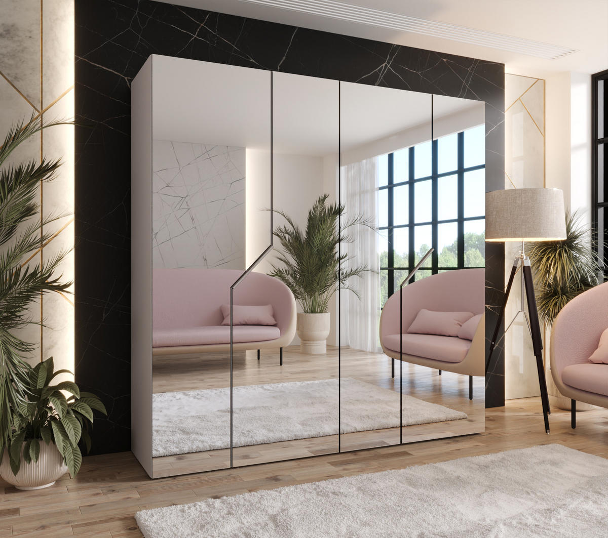 DREHTÜRENSCHRANK 202/200/52 4-türig - Beige, Holz/Metall (200/202/52cm) - Abiks Möbel