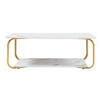 COUCHTISCH Kolta 120/60/43 cm - Goldfarben/Weiß, Holzwerkstoff/Metall (60/120/43cm) - [en.casa]