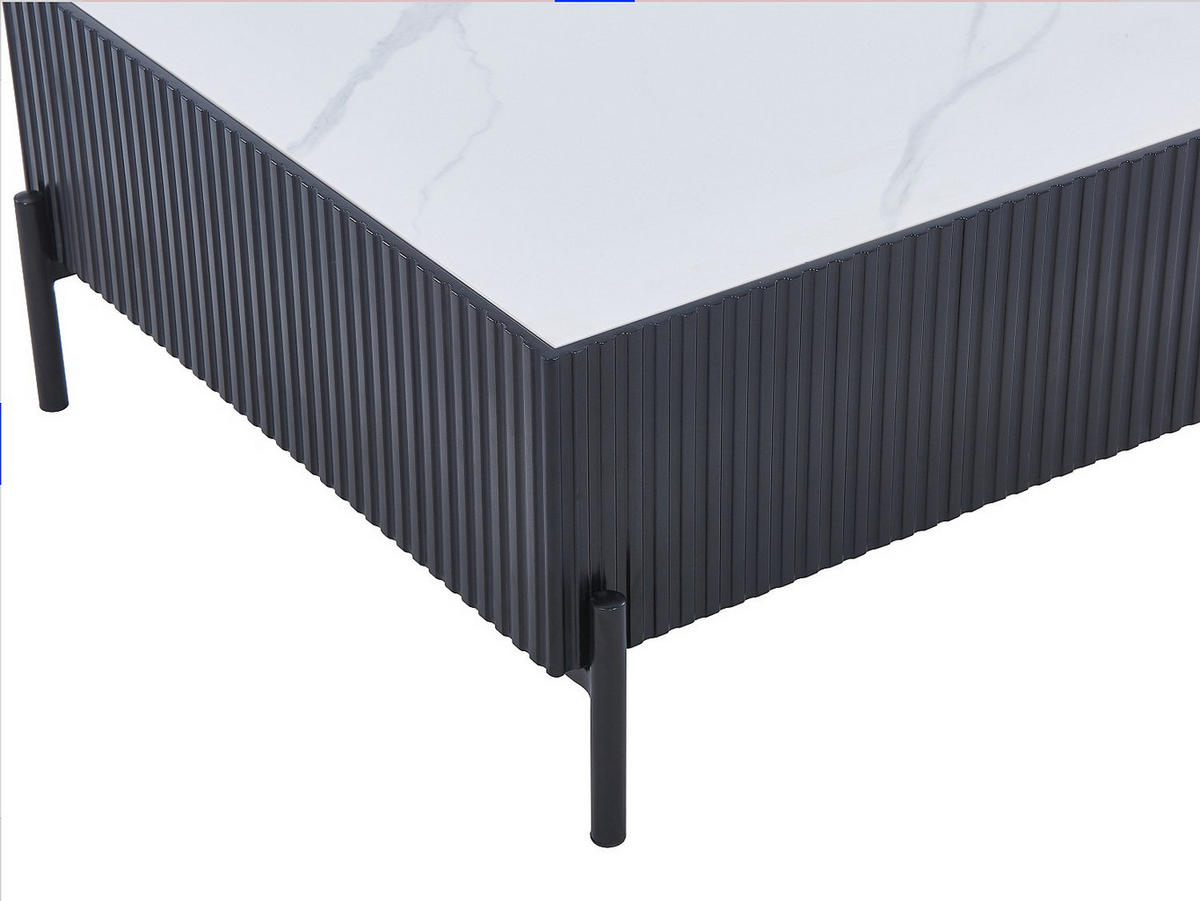 COUCHTISCH - Keramik, MDF & Metall - Schwarz & Weiß - CYNDORA - Schwarz, Holz (80/80/40cm) - Vente-Unique