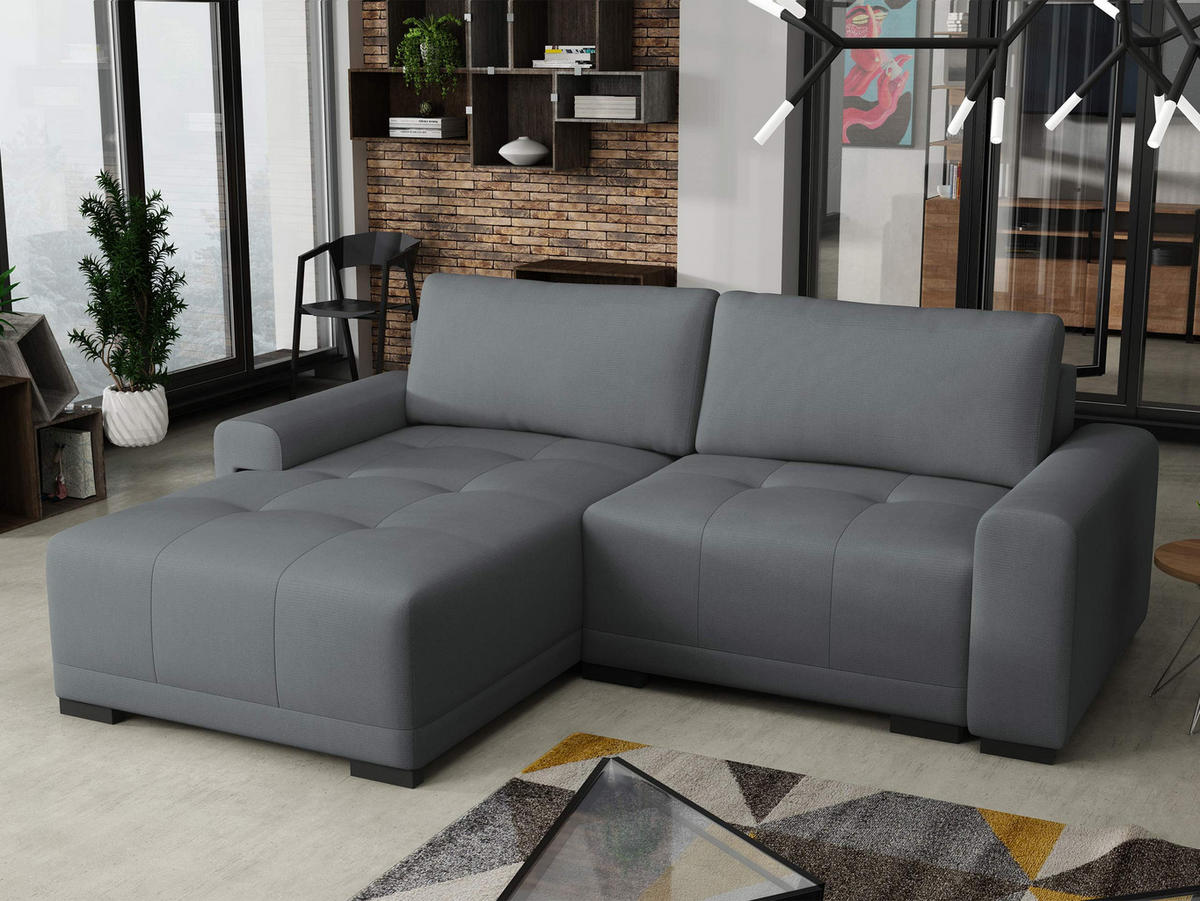 ECKSOFA Milton - Schwarz/Grau, Holz/Textil (237/180cm) - MIRJAN24