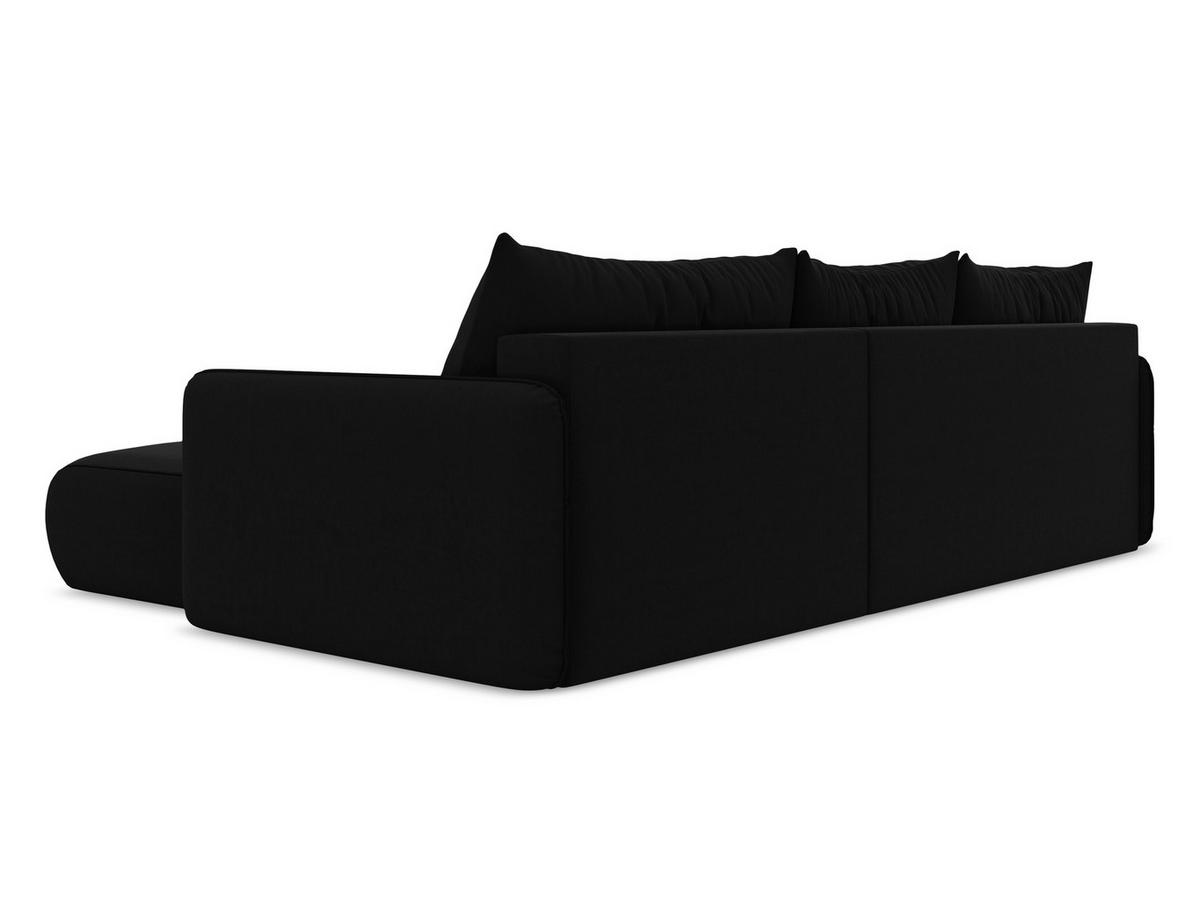 ECKSOFA mit Schlaffunktion Samt Stoff Schwarz - Schwarz, Kunststoff/Textil (240/148cm) - Makamii
