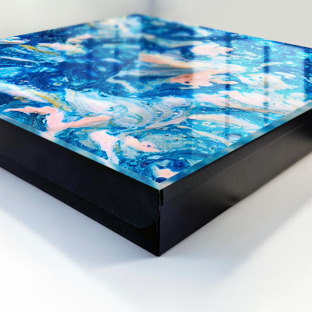 SCHLÜSSELBOX Schwarz 30x30 cm- Türöffnung nach rechts - Bunte Wirbel - Blau, Metall (30/30/5cm) - TULUP