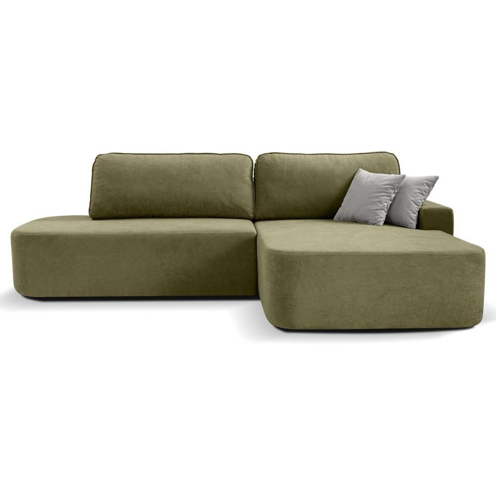 ECKSCHLAFSOFA Gavi grün velours rechts - Grün, Textil (269/171cm) - Beautysofa
