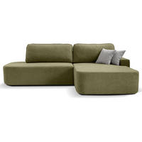 ECKSCHLAFSOFA Gavi grün velours rechts - Grün, Textil (269/171cm) - Beautysofa