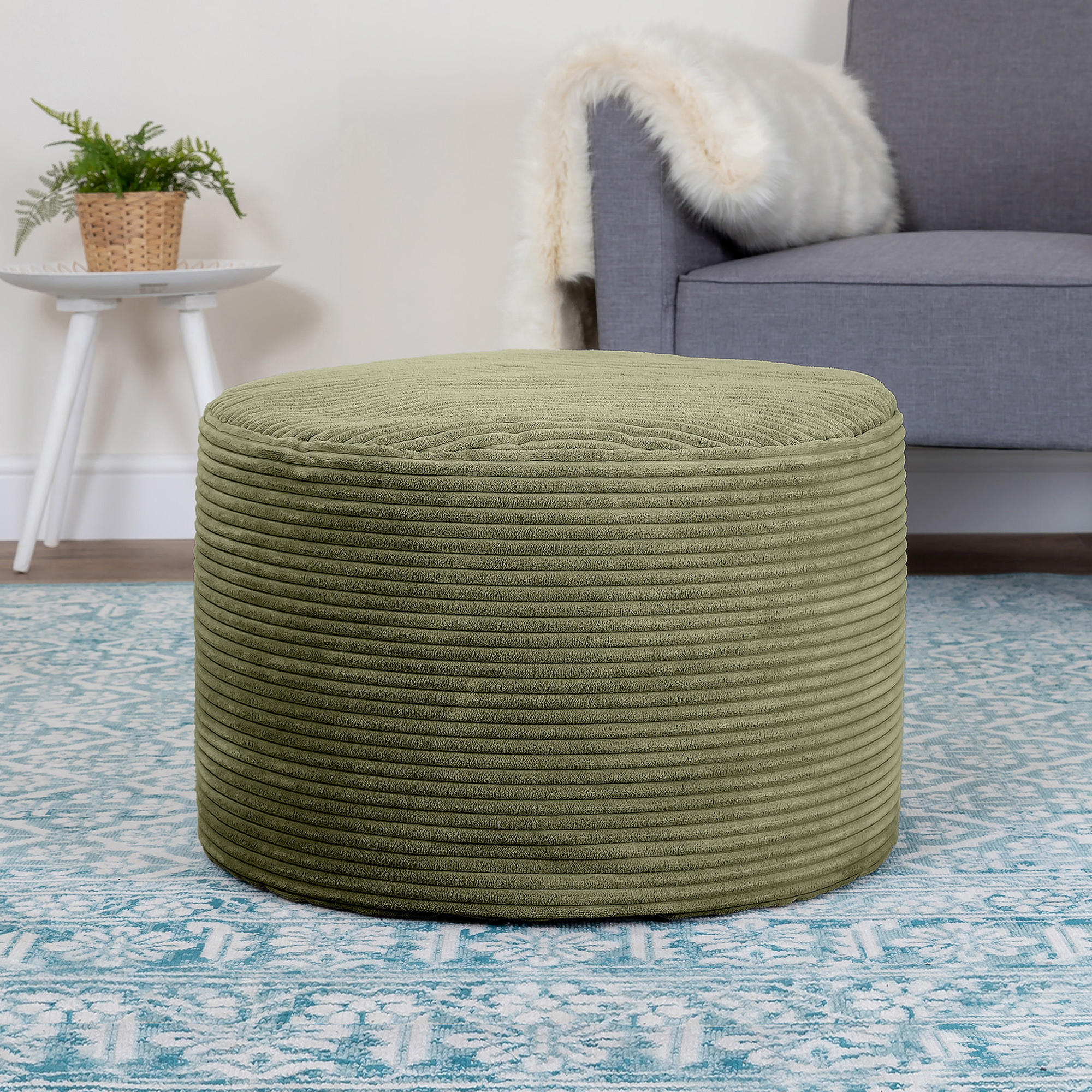 SITZPOUF Rund Milano - Salbeigrün, Textil (55/35/55cm) - icon