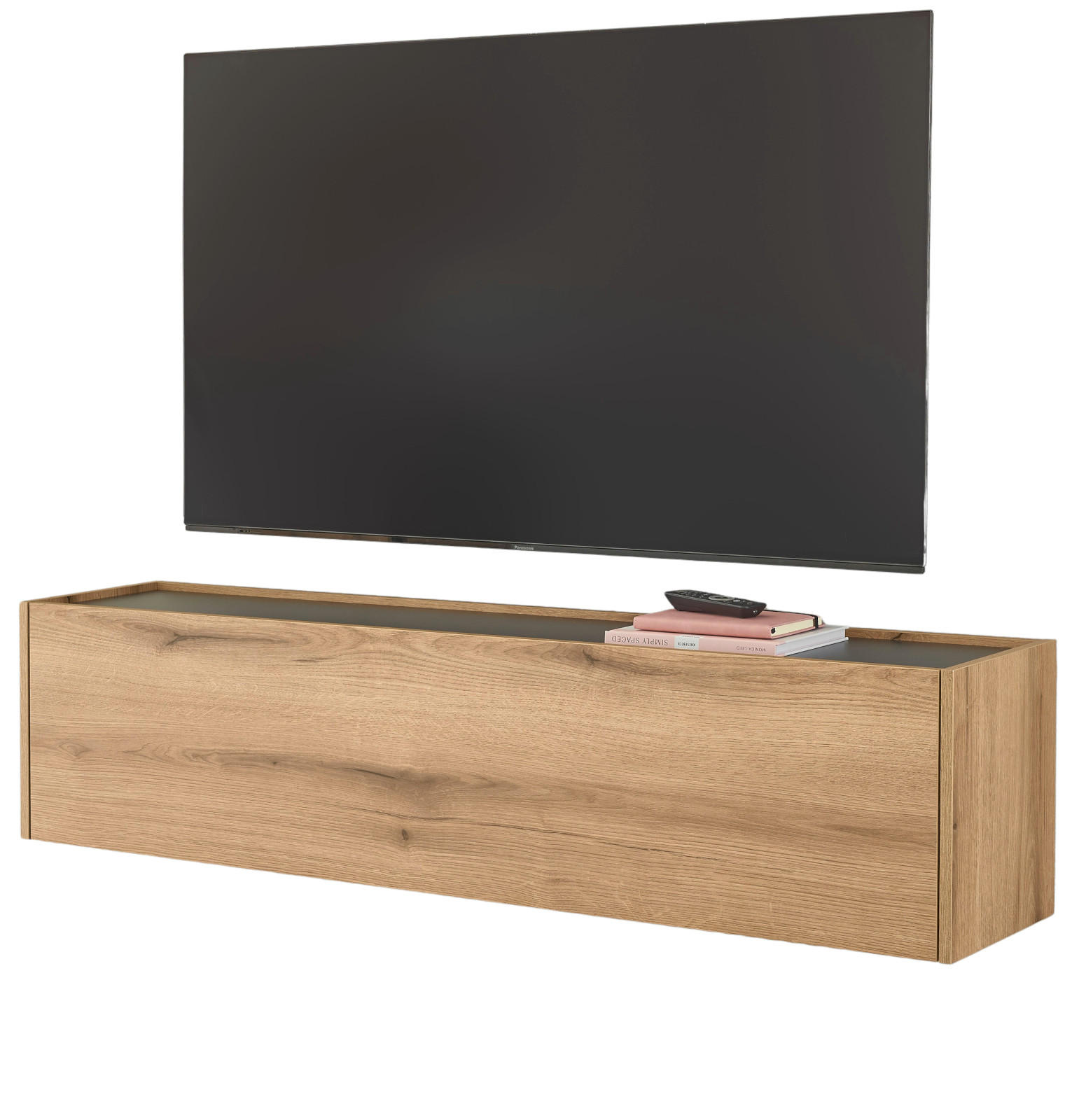 TV-LOWBOARD Evoke Eiche, grau 150 cm, TV- Unterteil hängend - Eichefarben/Naturfarben, Holz/Holzwerkstoff (150/35/30cm) - Furn.Design