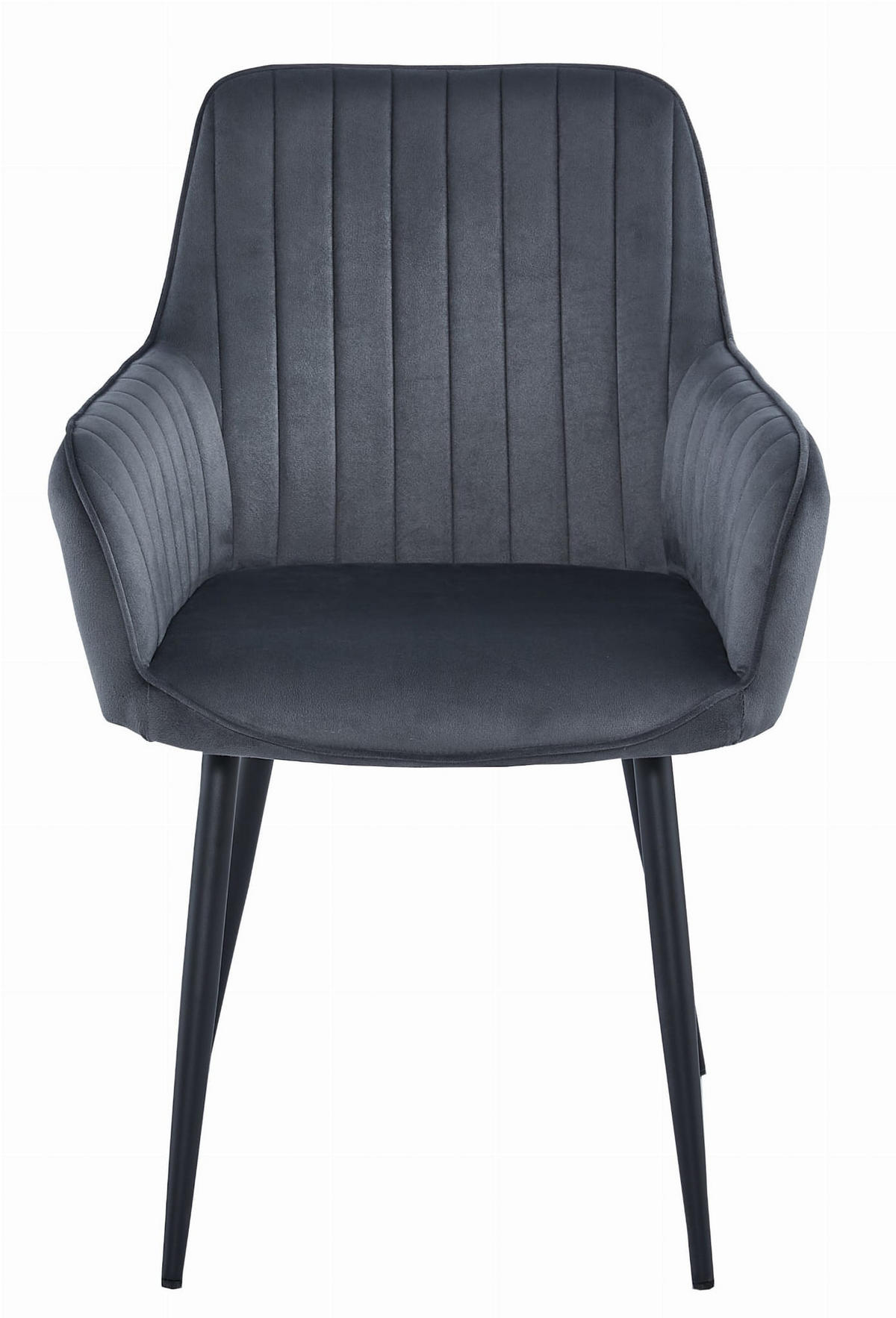 STUHL OSILO 4-er Set, Grau, Schwarz, Schwarze metallische Beine - Anthrazit, Textil/Metall (55/84/46cm) - Komodee