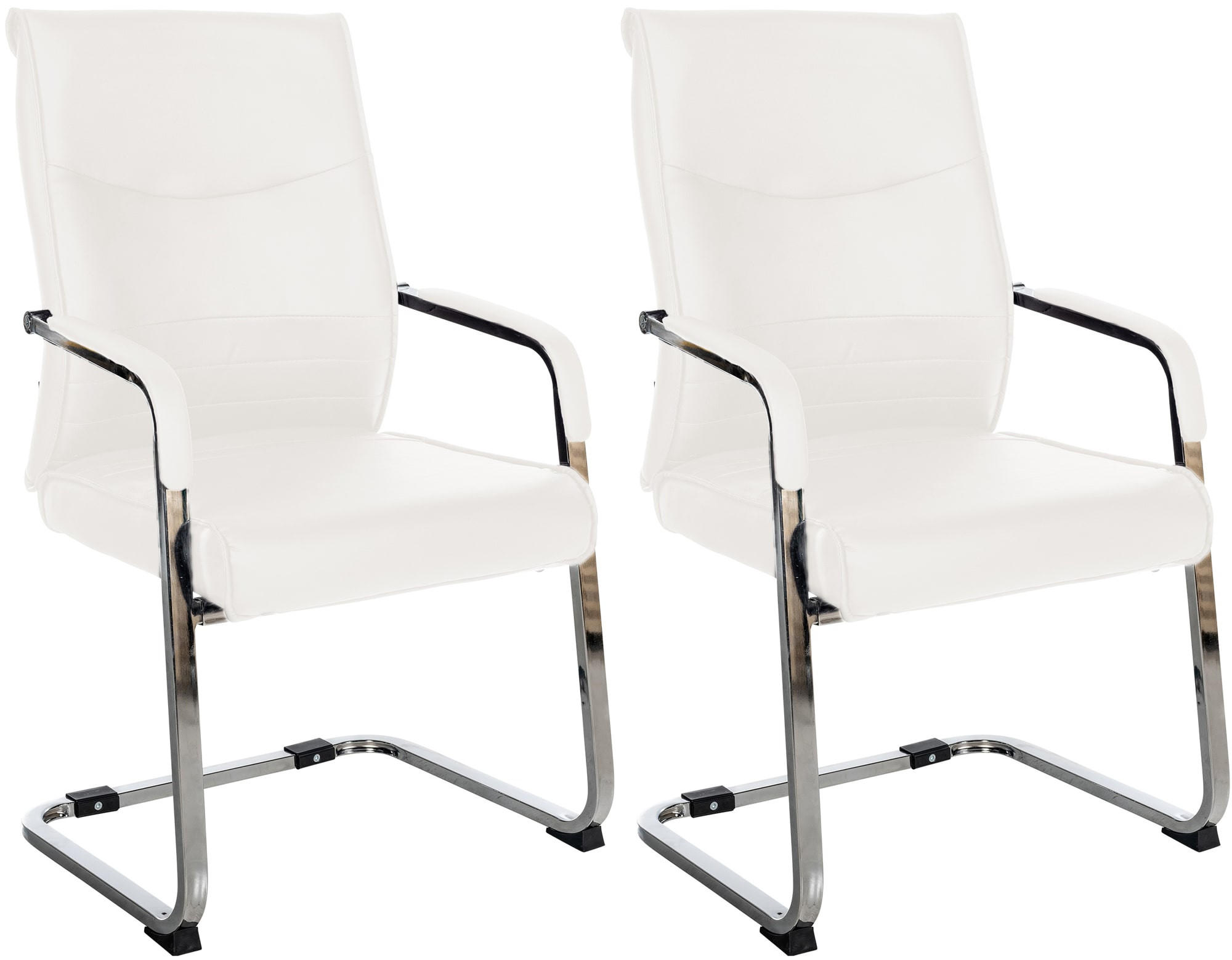 BESUCHERSTÜHLE Haarlem - 2er Set weiß - Chromfarben/Weiß, Textil/Metall (55/88/60cm) - TPFLiving