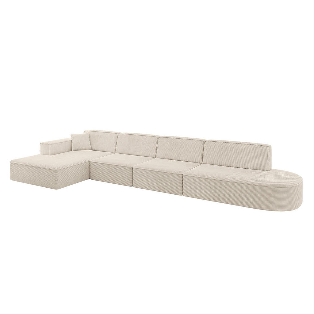 ALTDECOR ROHOVÁ SEDAČKA s otomanem vlevo IREA-L3-v4 – 412 × 165 × 77 cm, béžová