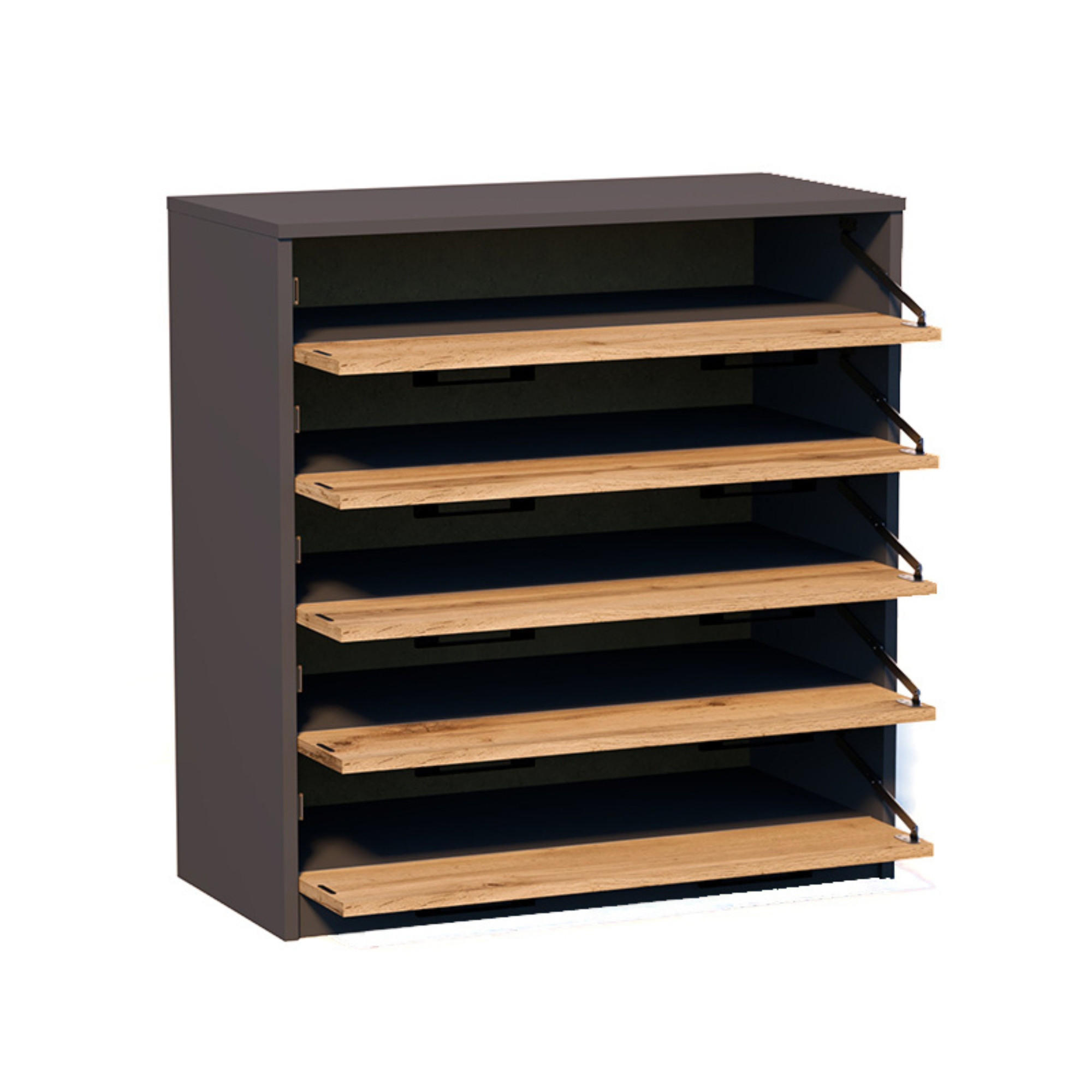 SCHUHSCHRANK mit 5 Fächern - Eichefarben/Graphitfarben, Holzwerkstoff (74/85/35cm) - Home Collective