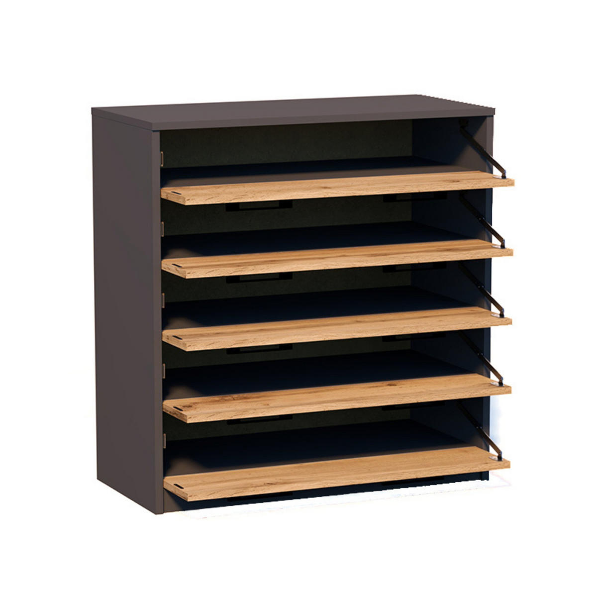 SCHUHSCHRANK mit 5 Fächern - Eichefarben/Graphitfarben, Holzwerkstoff (74/85/35cm) - Home Collective