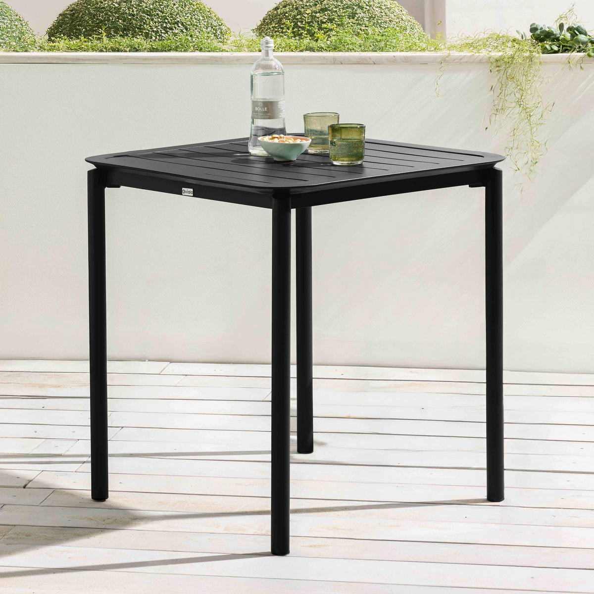 GARTENTISCH quadratisch, Schwarz - Schwarz, Metall (70/70/75cm) - Oviala