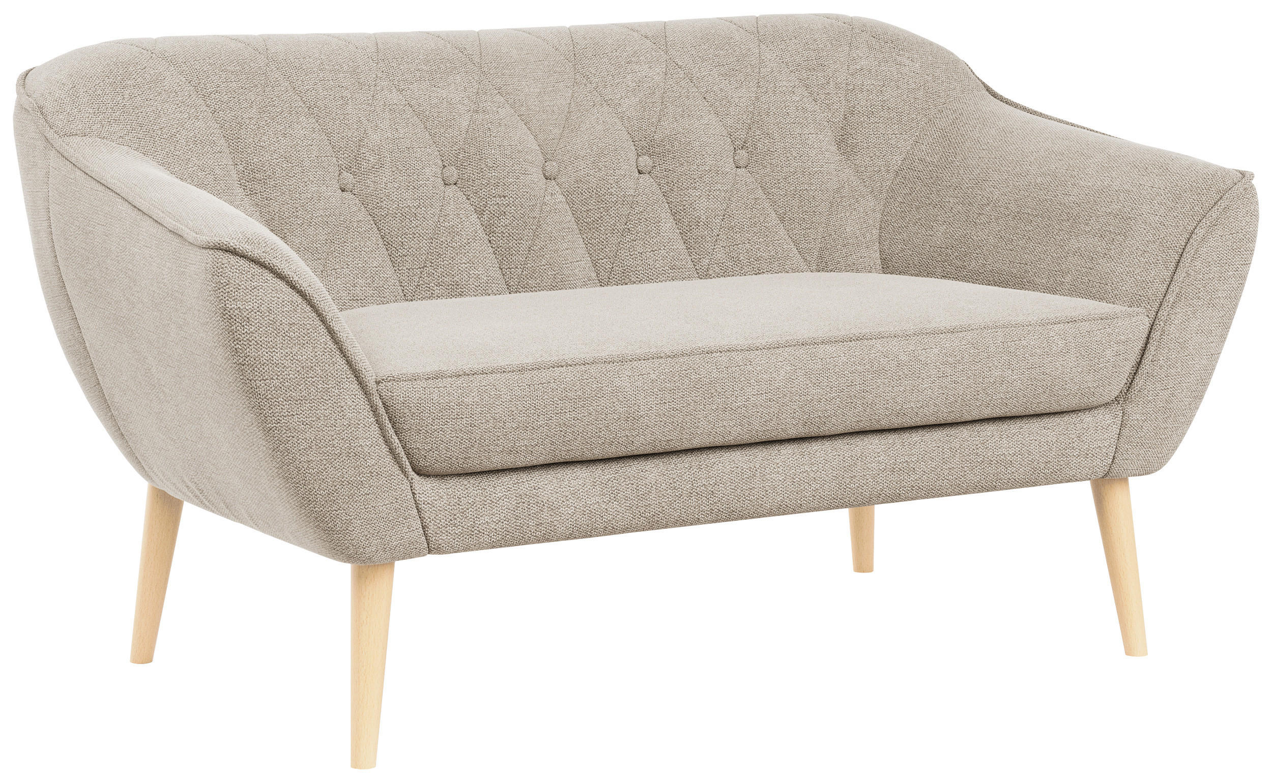 SOFA Pirs 2 Sitzer Strukture Beige - Beige/Braun, Holz/Textil (140/75/74cm) - MKS