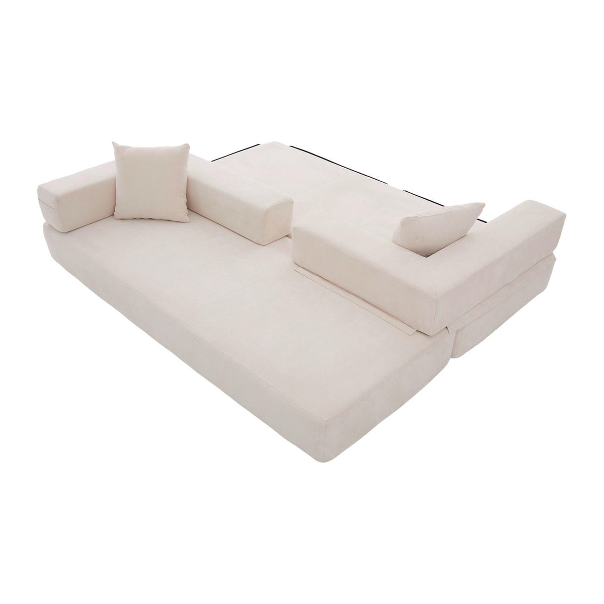 SCHLAFSOFA DE-33690 mit Seitentaschen Beige - Beige, Textil (198/60/79cm) - ComfortXL