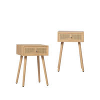 NACHTTISCH MIT 1 SCHUBLADE Lisa Natürlich 40 cm x 61 cm 2er-Set - Naturfarben, Holzwerkstoff (40/61/36cm) - Klast Home