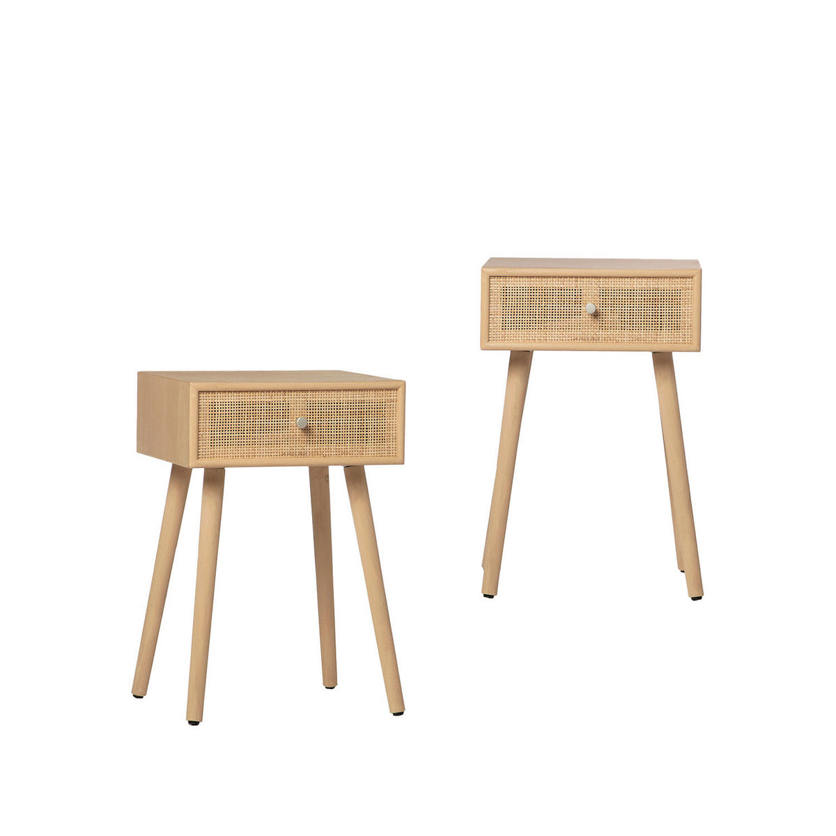 NACHTTISCH MIT 1 SCHUBLADE Lisa Natürlich 40 cm x 61 cm 2er-Set - Naturfarben, Holzwerkstoff (40/61/36cm) - Klast Home