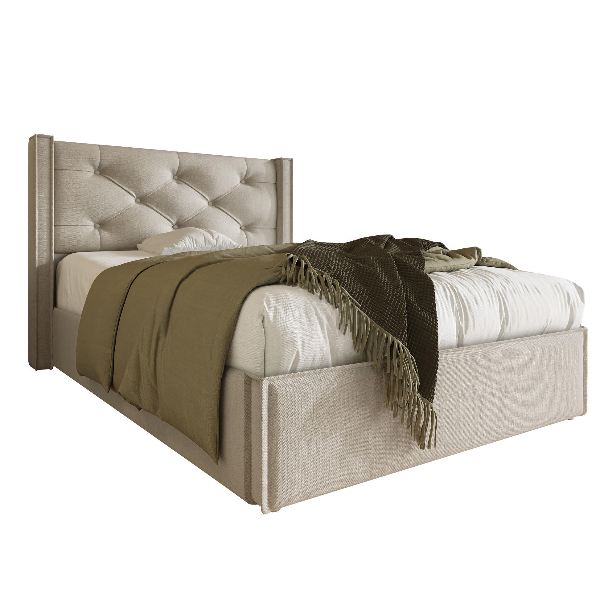 POLSTERBETT 90/200 cm Hellgrau aus Baumwolle mit Bettkasten - Hellgrau, Textil (90/200cm) - OKMYHOME