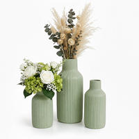 VASER Salviagröna 3-pack keramik - Grön, Keramik (24cm) - Relaxdays