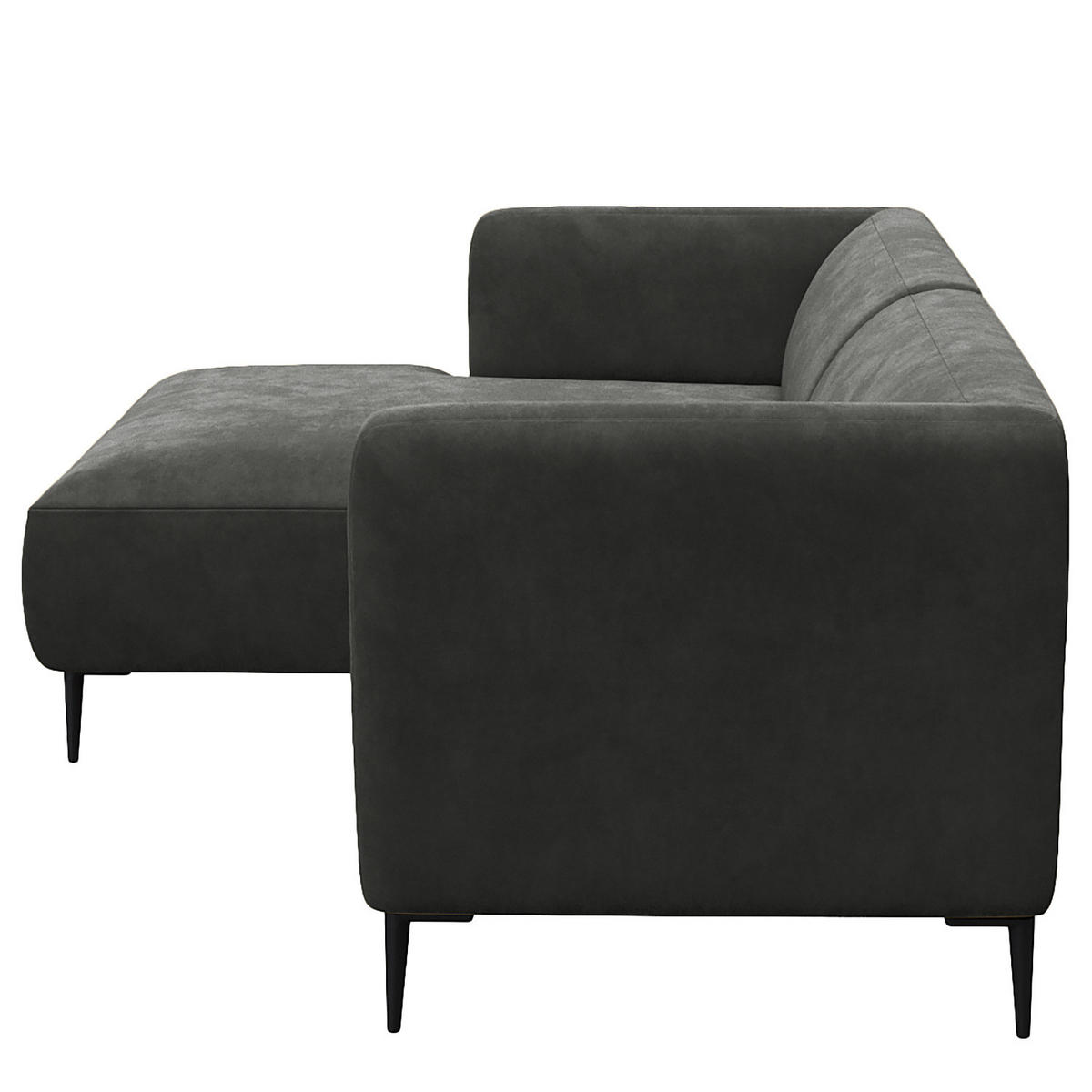 1,5-SITZER ECKSOFA mit Longchair - Schwarz/Grün, Textil/Metall (211/148cm) - home24