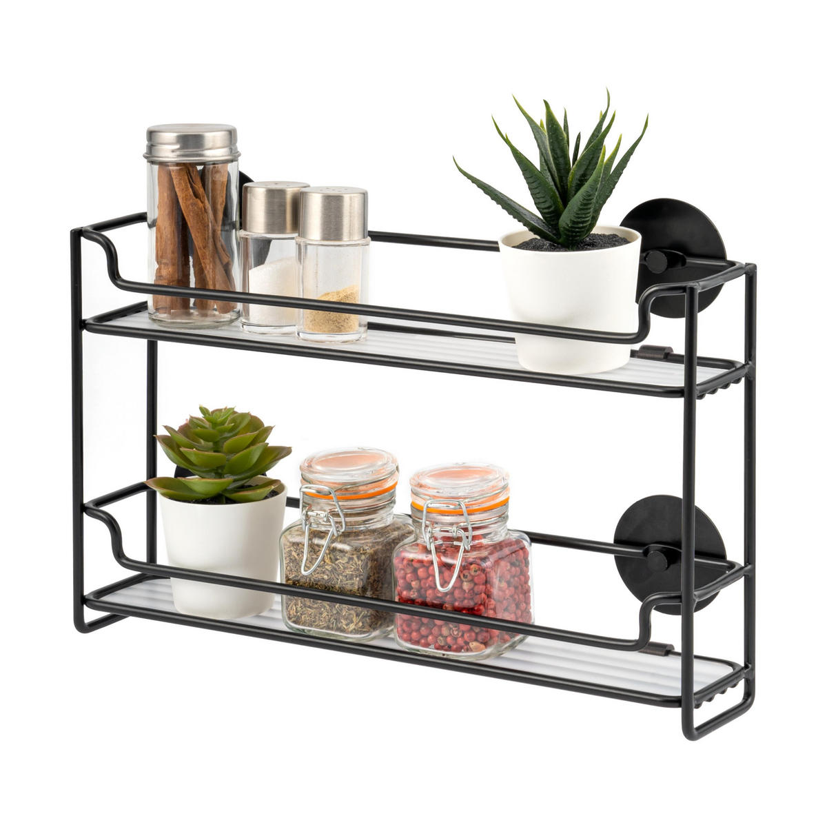 GEWÜRZREGAL, schwarz, Stahl - Schwarz, Metall (32.5/20/6.5cm) - bremermann