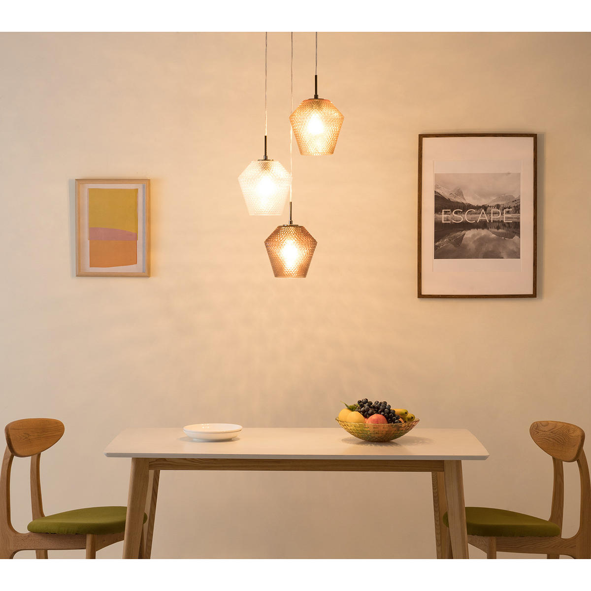 PENDELLEUCHTE - Eisen / Glas, 3-flammig - Beige/Grau, Glas (40/40/150cm) - home24