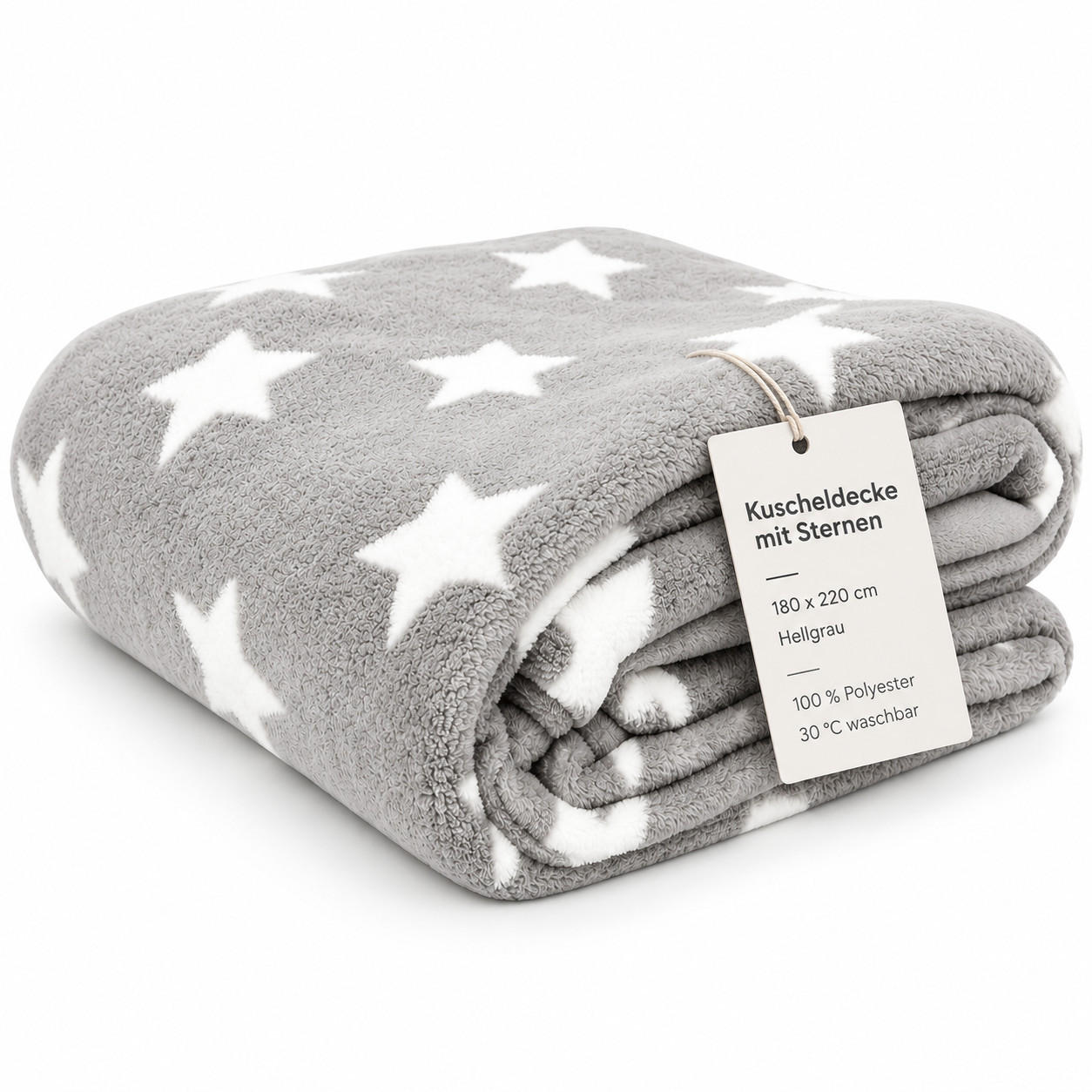 KUSCHELDECKE mit Sternen Hellgrau 180x220 cm - Hellgrau, Textil (180/220cm)