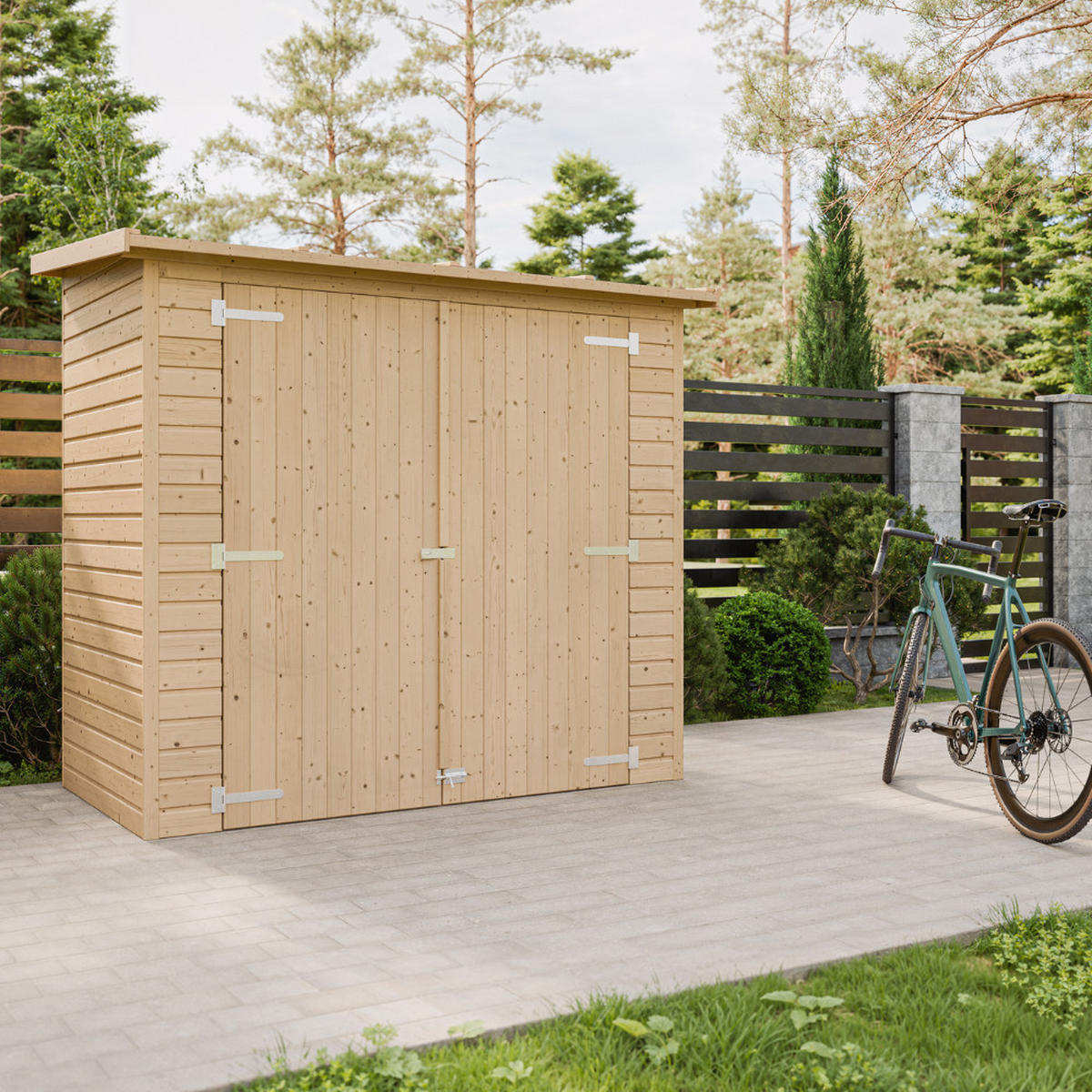 GARTENHAUS HOLZ H194x123x223 cm/2.1 m² - M348 - Beige, Holz (223/194/101cm) - Timbela