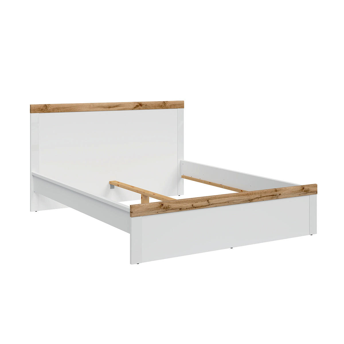 BETT 160/200 Hella Weiß und Holz - Weiß, Holzwerkstoff (160/200cm) - Petits-meubles