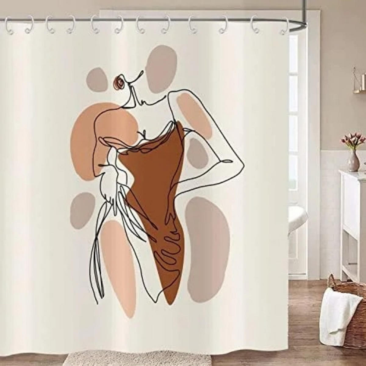 DUSCHVORHANG abstrakt mit Haken - Gelb, Textil (200/180cm) - MCBOSON