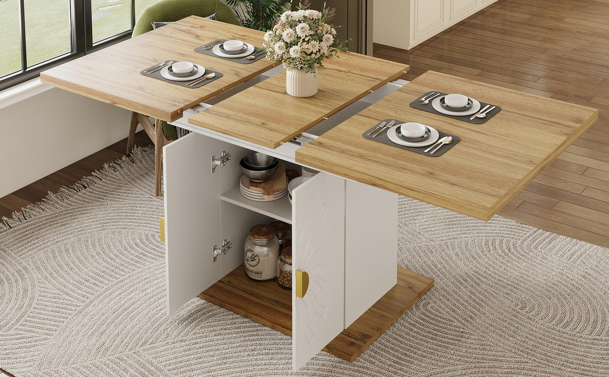 AUSZIEHTISCH aus MDF mit Stauraum, 110(140)/70/76 cm, Weiß - Weiß, Holzwerkstoff (76/70/110cm) - Redom