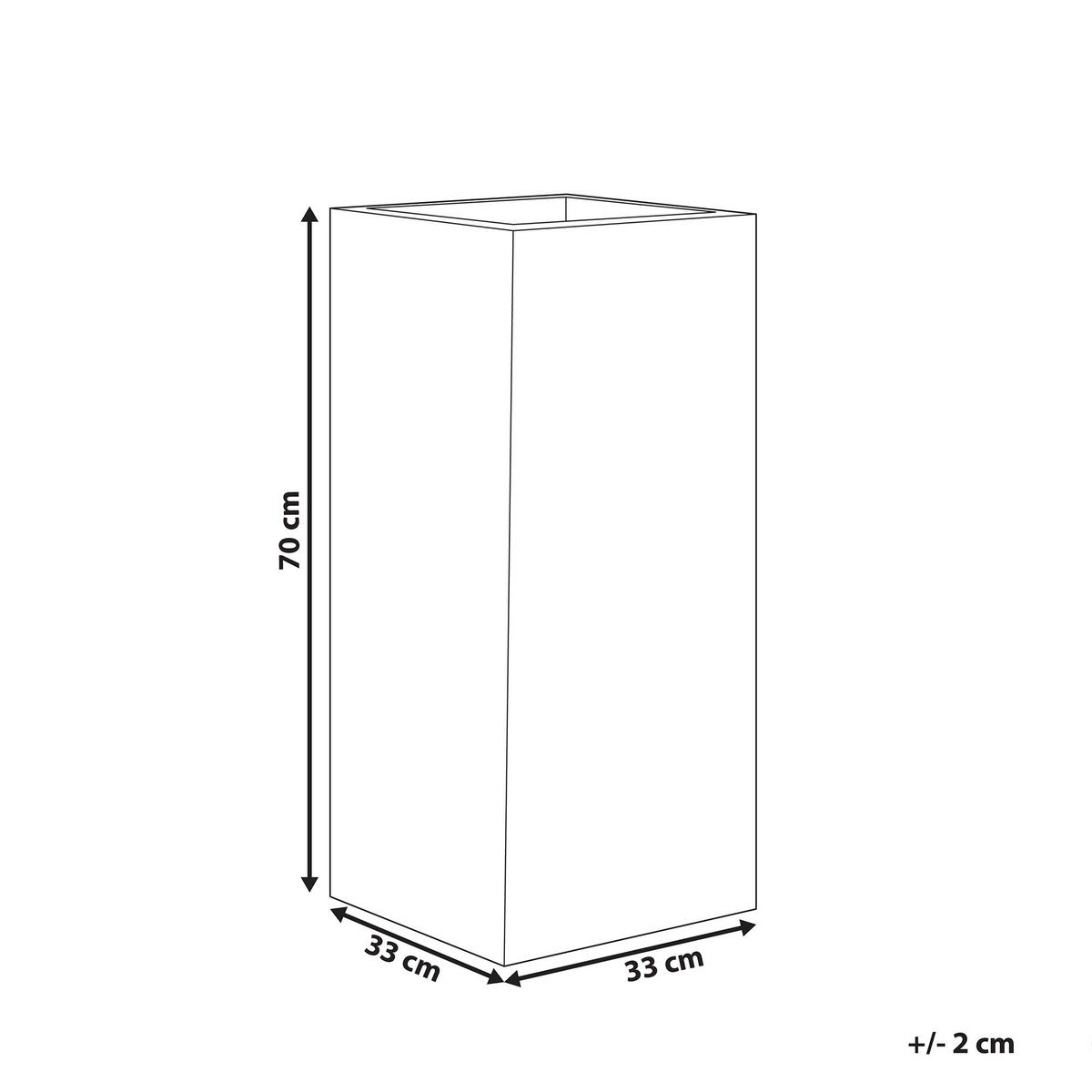 BLUMENTOPF taupe quadratisch 33/33/70 cm Dion - Beige, Naturmaterialien (70cm) - Beliani