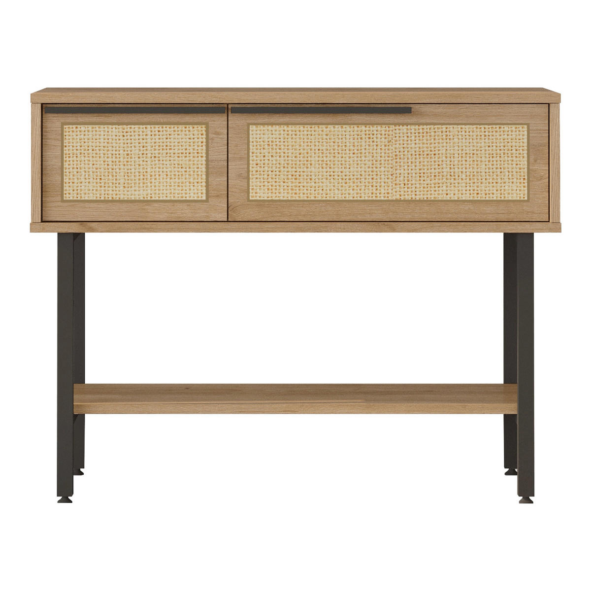 FLURTISCH Kvænangen - Eichefarben/Schwarz, Holzwerkstoff/Metall (100/29.5/76cm) - [en.casa]