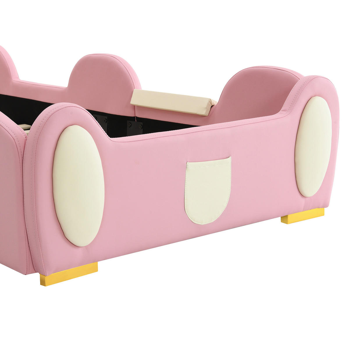 KINDEREINZELBETTEN aus Kunststoff 90x200 cm in Rosa mit LED, Rutsche & Treppe - Rosa, Kunststoff (90/200cm) - Modfu