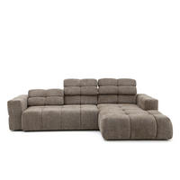ECKSOFA TENDER Rechts mit Schlaffunktion und Verstellbare Kopfstützen, Chenille braun - Schwarz/Braun, Holz/Kunststoff (176/315cm) - Muffo