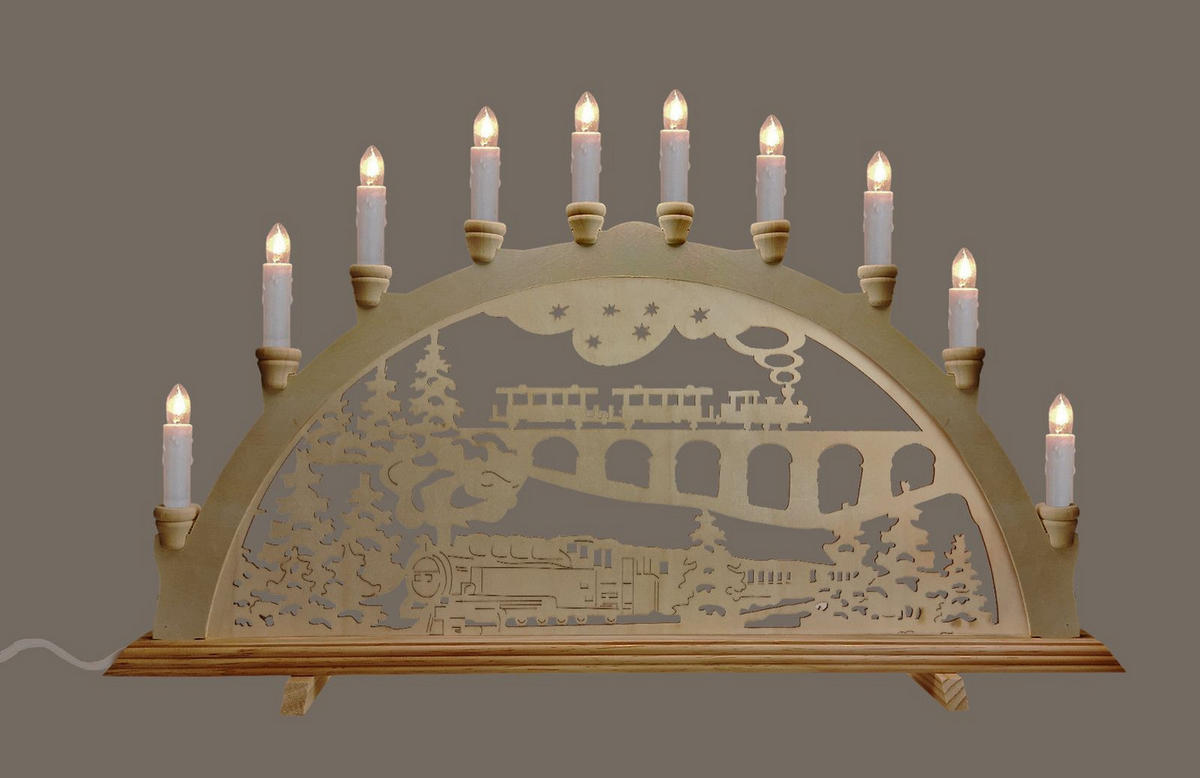 SCHWIBBOGEN Eisenbahn 10-flammig - Multicolor, Holz (0.1/1/0.1cm) - Dekoteam24