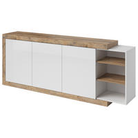 SIDEBOARD SINFONIA 220/86/40 cm mit 3 Türen Eichefarben - Eichefarben/Weiß, Holzwerkstoff (220/86/40cm) - MASSENO