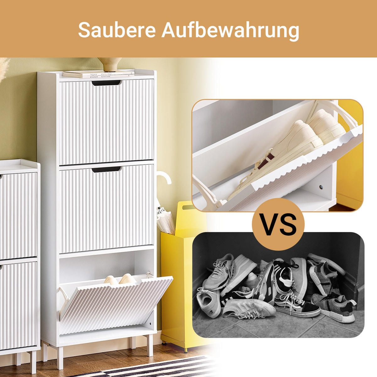 SCHUHSCHRANK Weiß - Weiß, Holzwerkstoff/Metall (50/130/19cm) - SoBuy