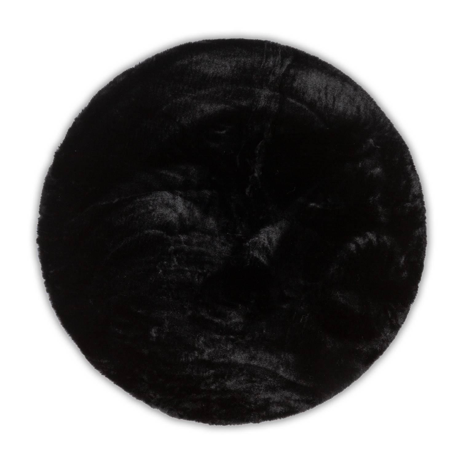 KUNSTFELLTEPPICH Chiara 90x90 cm - Schwarz, Textil (90/90cm) - Gino Falcone