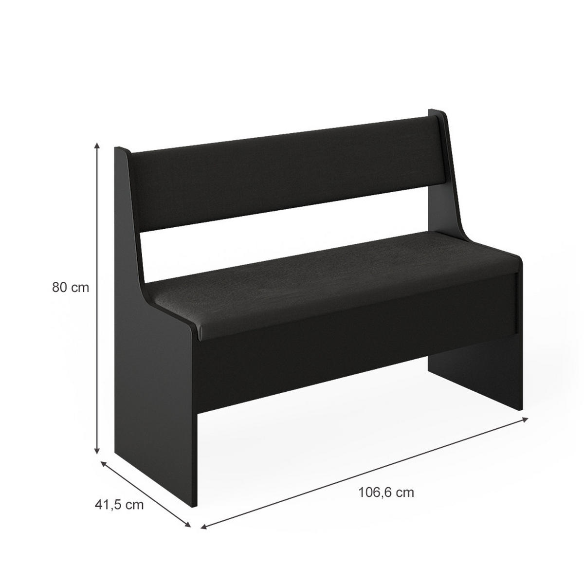 ESSZIMMER-BANK Roman Schwarz 106.6 x 41.5 cm - Schwarz, Holzwerkstoff (41.5/80/106.6cm) - Vicco
