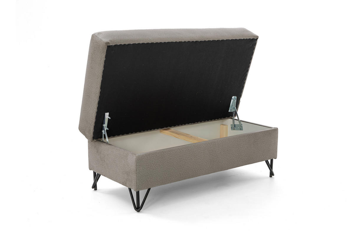 POUF JUNIOR 105x55 cm Velours Beige - Beige/Schwarz, Holz/Textil (105/43/55cm) - Muffo