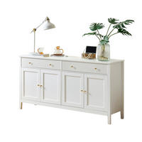 SIDEBOARD mit zwei Schubladen und vier Türen, goldene Griffe - Weiß - Weiß, Holz (39/82/160cm) - KOMHTOM