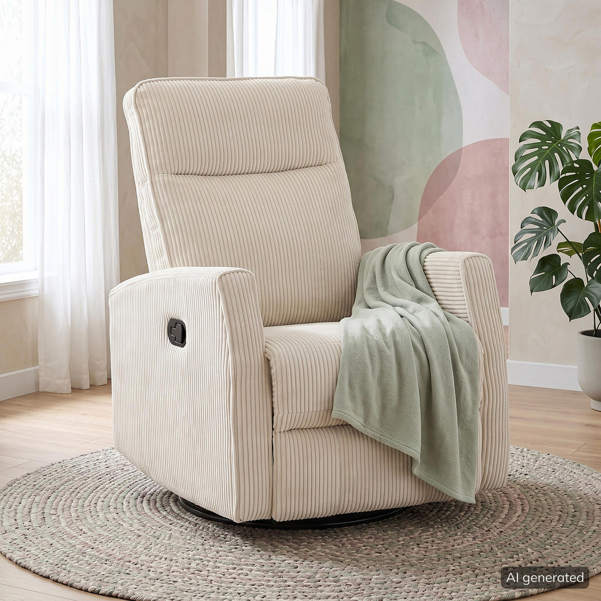 FERNSEHSESSEL - Creme/Schwarz, Kunststoff/Textil (76/105/92cm) - home24