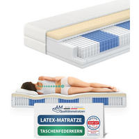 LATEXOVÁ matrace s taštičkovými pružinami, 1000 pružin, 160/200 cm, H2 - výška 24 cm a potah Tencel - bílá, textil (160/200cm) - AM Qualitätsmatratzen