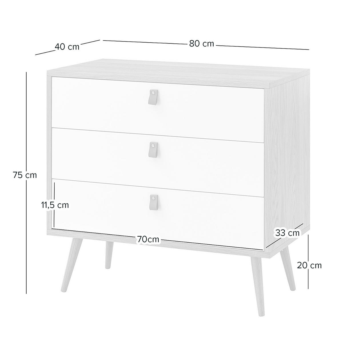KOMMODE mit 3 Schubladen - Echtholzfurnier Eiche - Braun, Holzwerkstoff (80/75/40cm) - home24