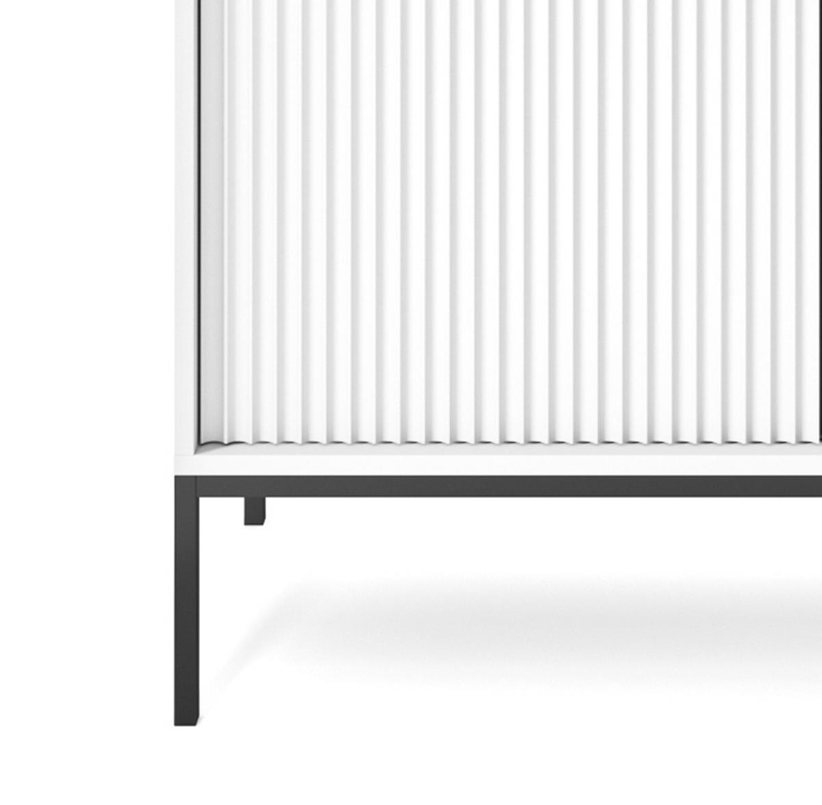 HOCHKOMMODE NOVA Geriffelt, 2-Türen, KOMMODE Schwarz, Schwarze Füße 104x39x cm Weiß - Schwarz/Weiß, Holzwerkstoff/Kunststoff (104/125/39cm) - DomoHome