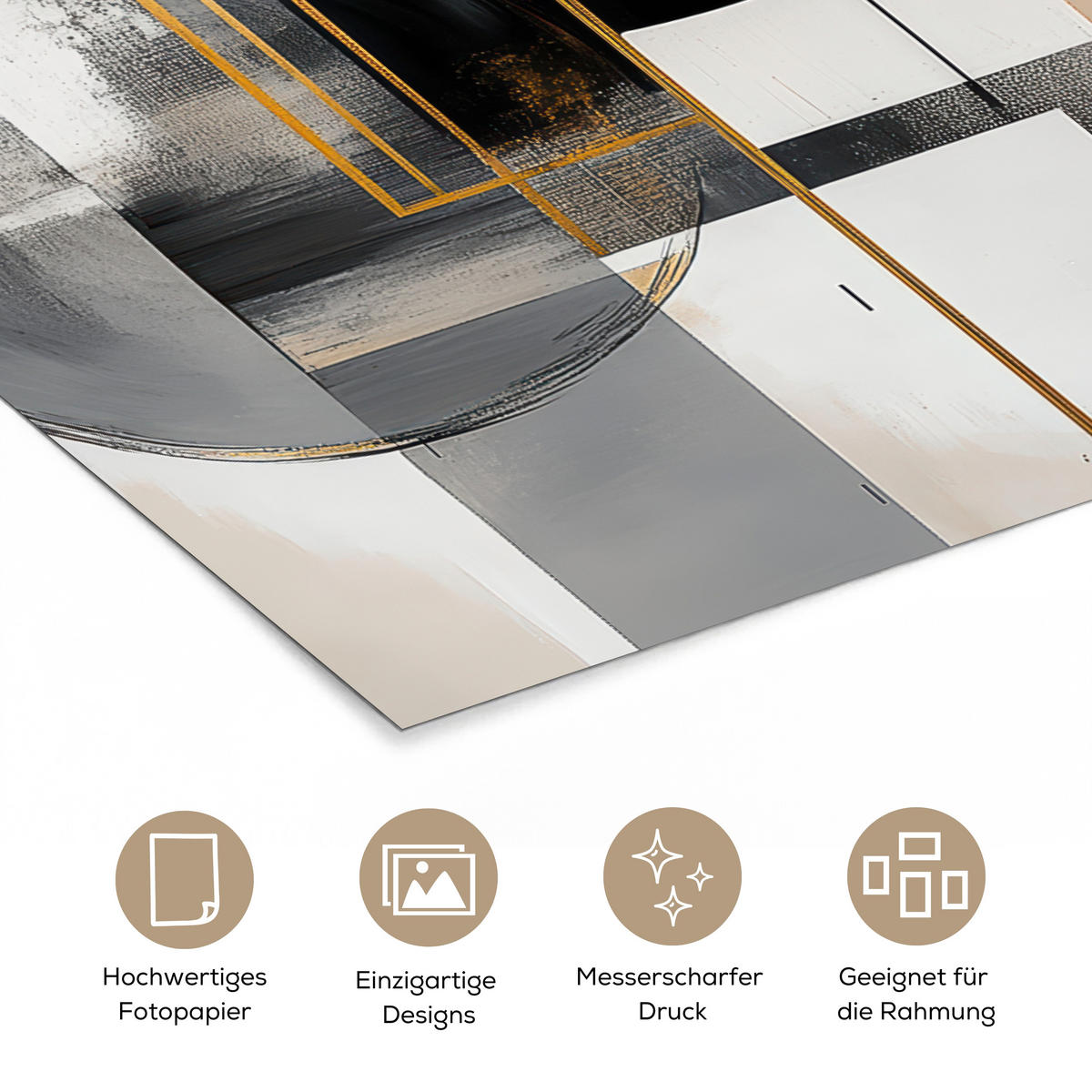 POSTER Abstrakt - Gold - Silber - Formen - Ästhetisch - Modern 80x120 cm - Goldfarben, Papier (80/120/0.1cm) - MuchoWow