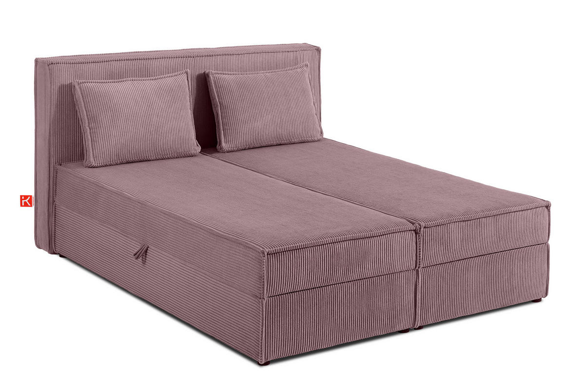 BOXSPRINGBETT ROTI mit Stauraum, hellviolett - Violett/Schwarz, Holz/Holzwerkstoff (140/200cm) - KONSIMO®